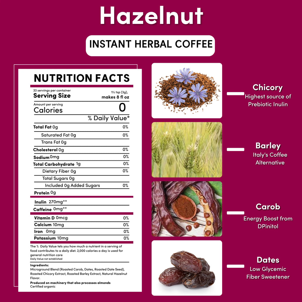 Herbal Coffee | Teeccino | Instant Hazelnut Herbal Coffee