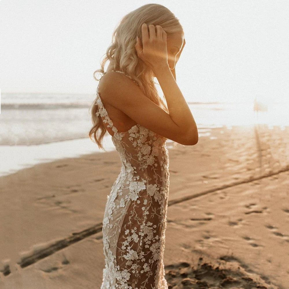 Wedding Dress | Mermaid Wedding Dresses with 3d Lace Appliques