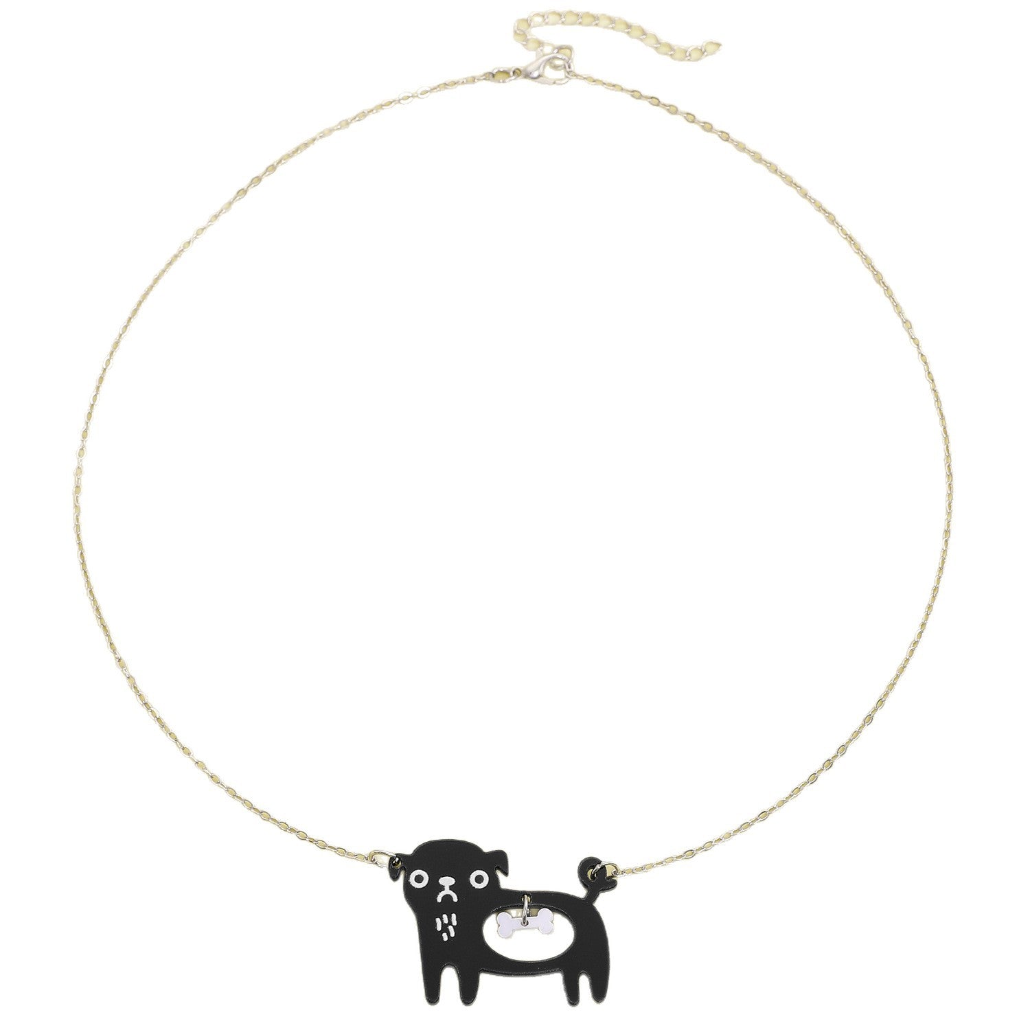 Bonito collar de dibujos animados de perro y gato, cadena de clavícula creativa estilo Ins