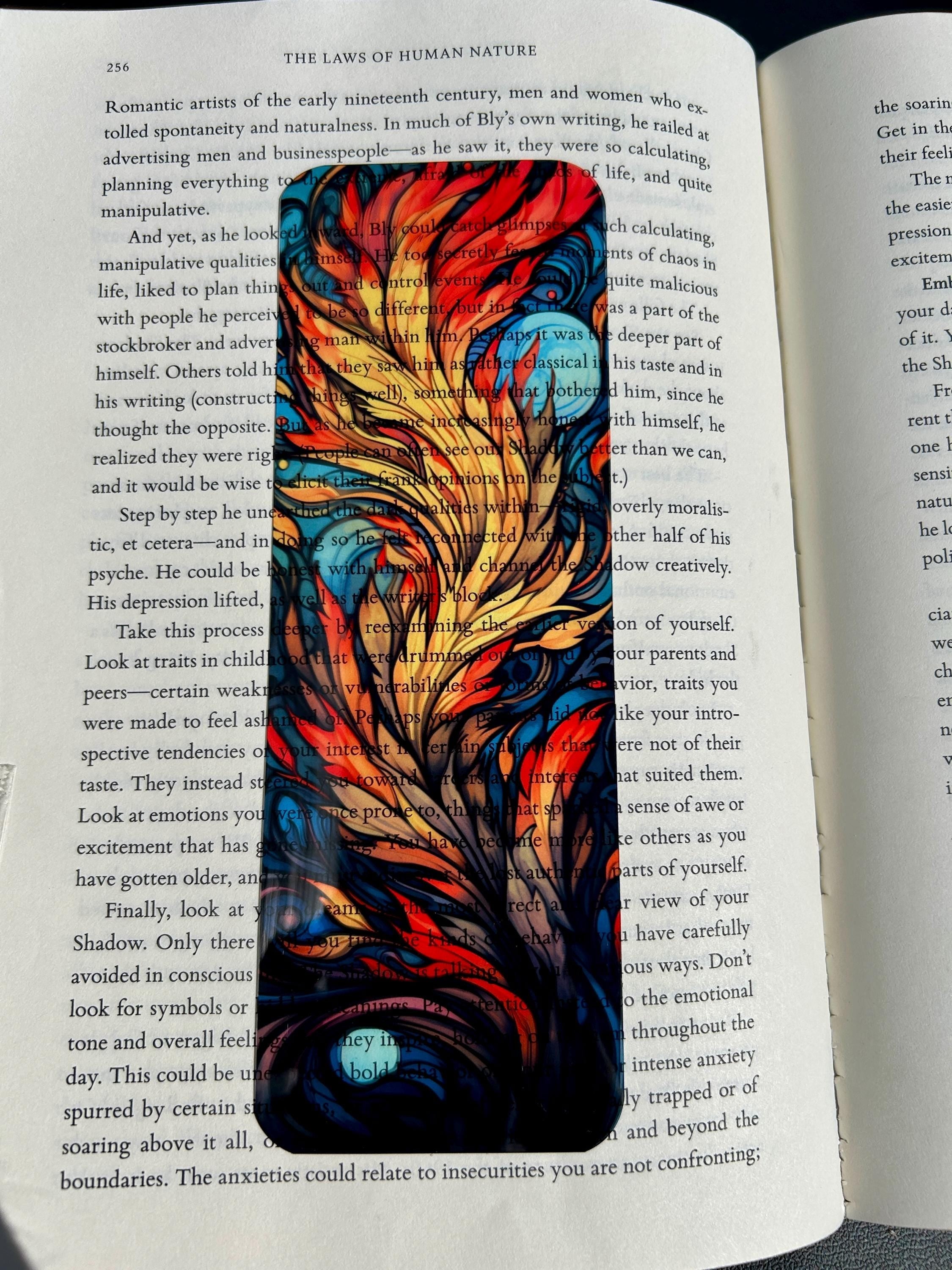 Bookmark | Phoenix Feather Bookmark – Fiery Abstract Flame Plume