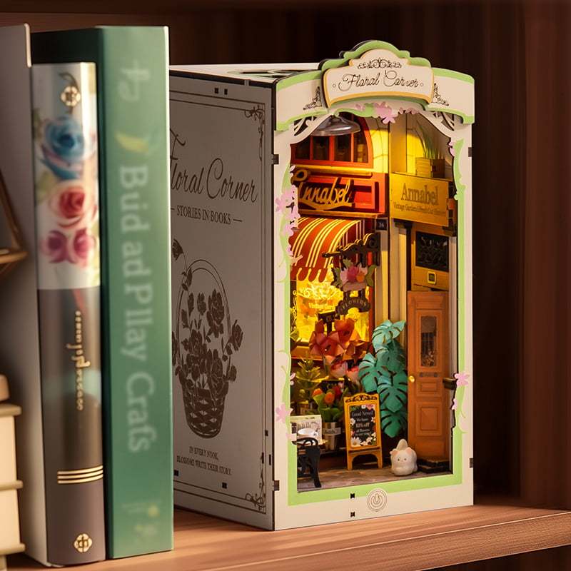 Bookshelf Decor | Miniature House | Floral Corner Diy Book Nook Shelf Insert