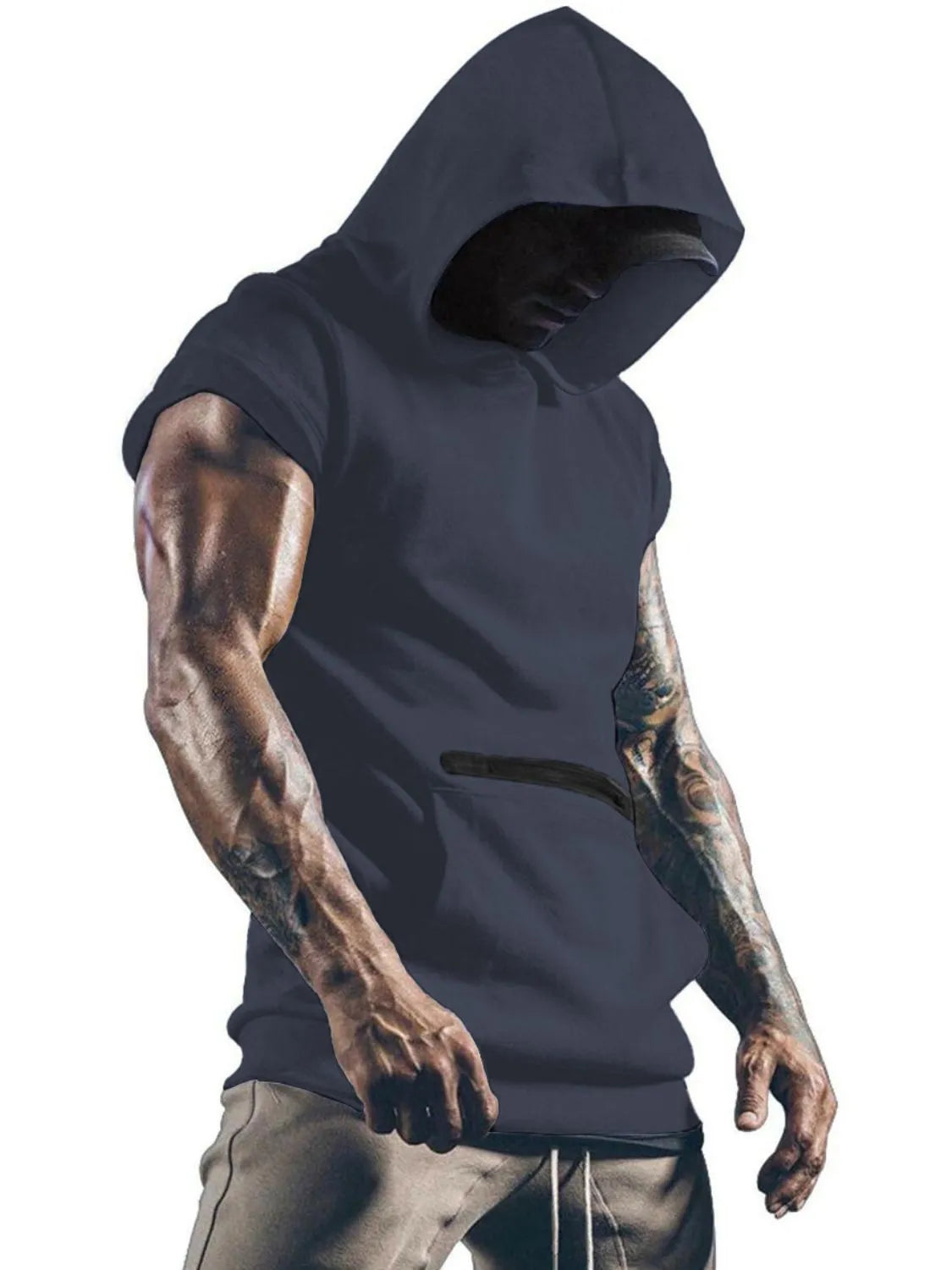 Men's Kangaroo Pocket Hooded Tank