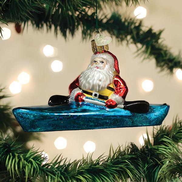 Adorno de Papá Noel en kayak