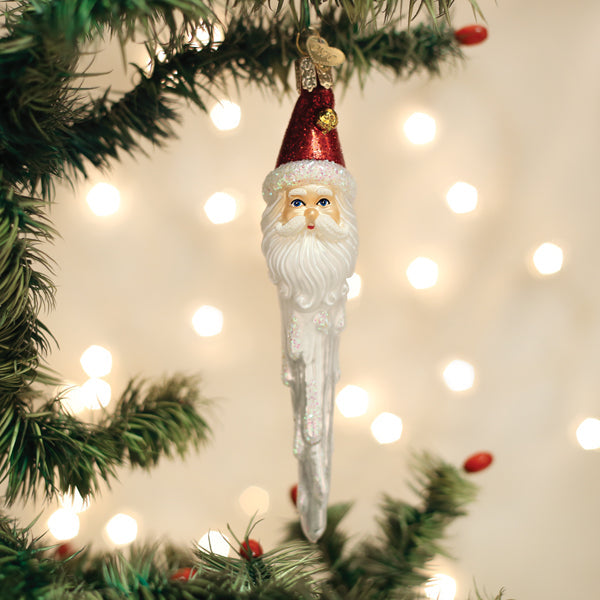 Adorno de Papá Noel de cascabel y carámbano
