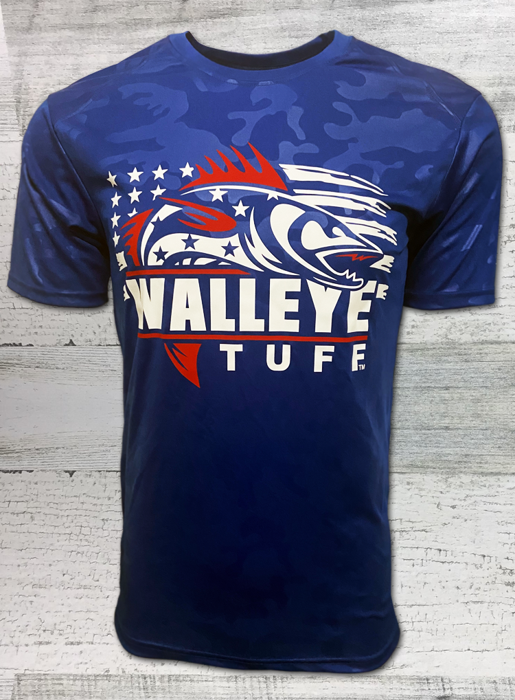 Walleye Tuff - Walleye シャツ - Patriot - ロイヤルブルー モノカモエンボス Tシャツ 半袖