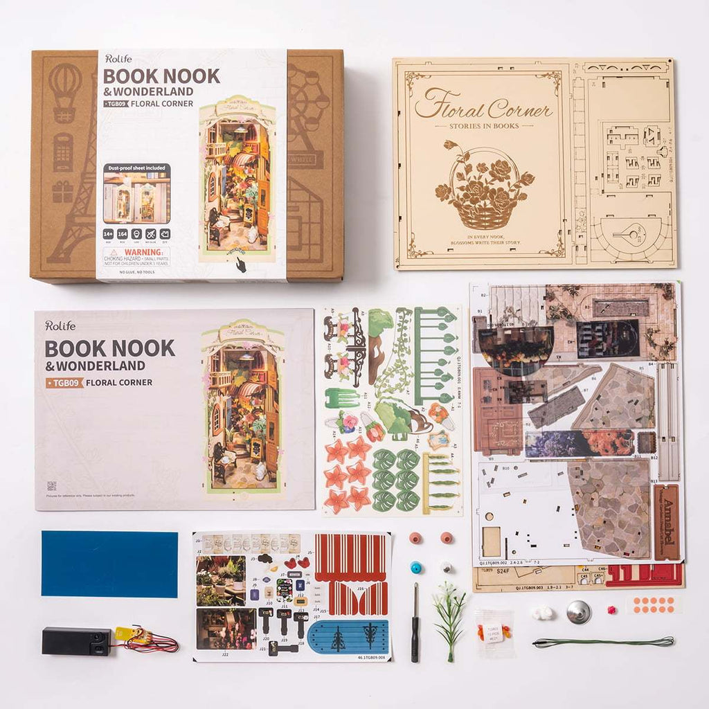 Bookshelf Decor | Miniature House | Floral Corner Diy Book Nook Shelf Insert