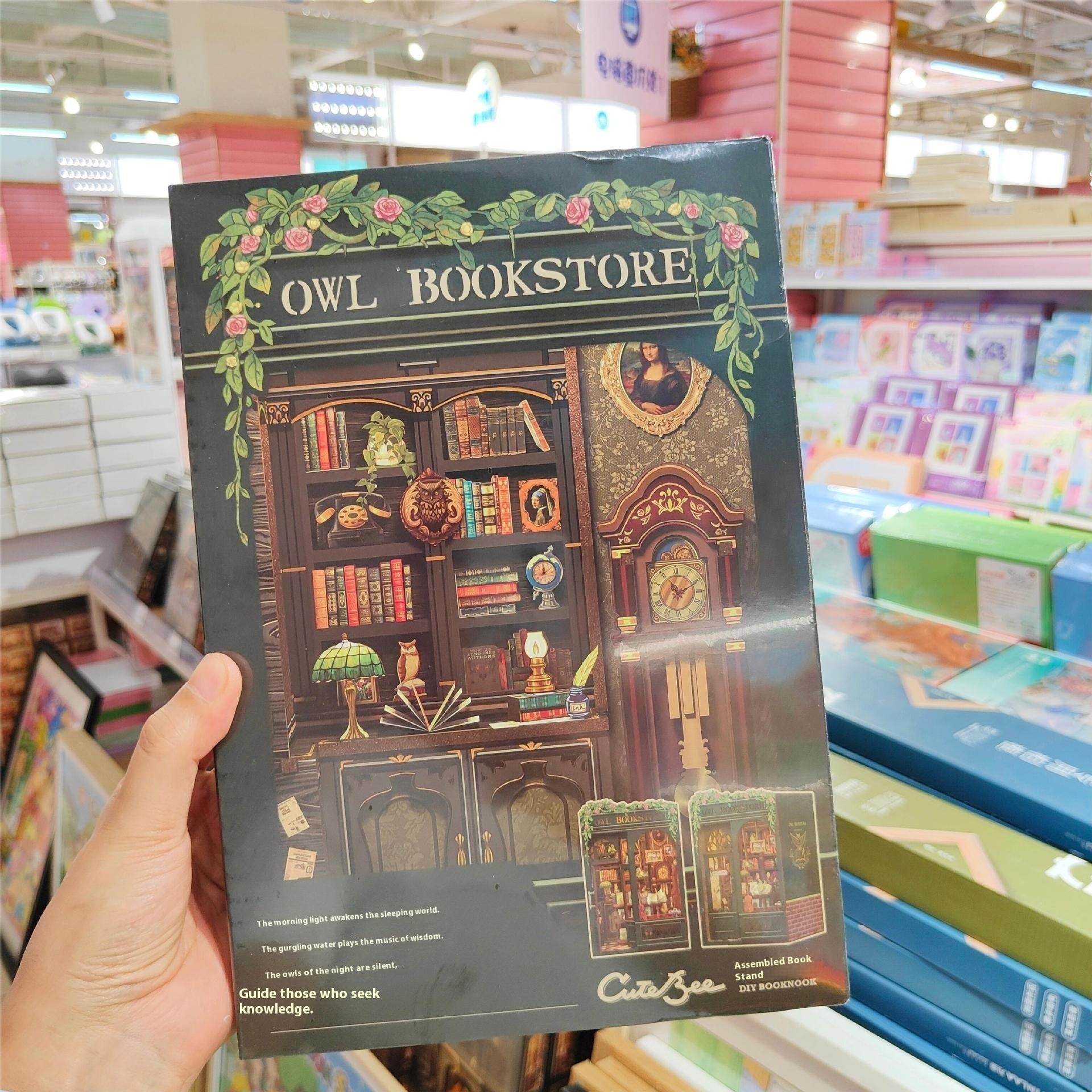 Bookshelf Decor | Miniture House | Owl Bookstore Wooden Assembly Diy Handmade Book Stand