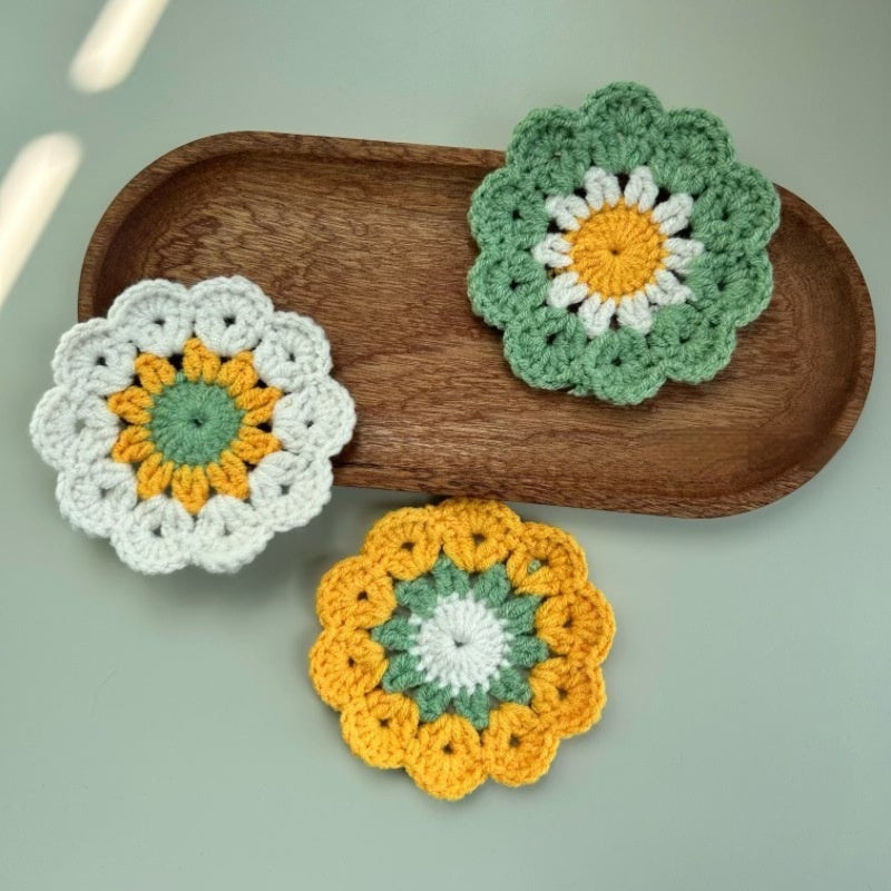 Posavasos de ganchillo con forma de flor