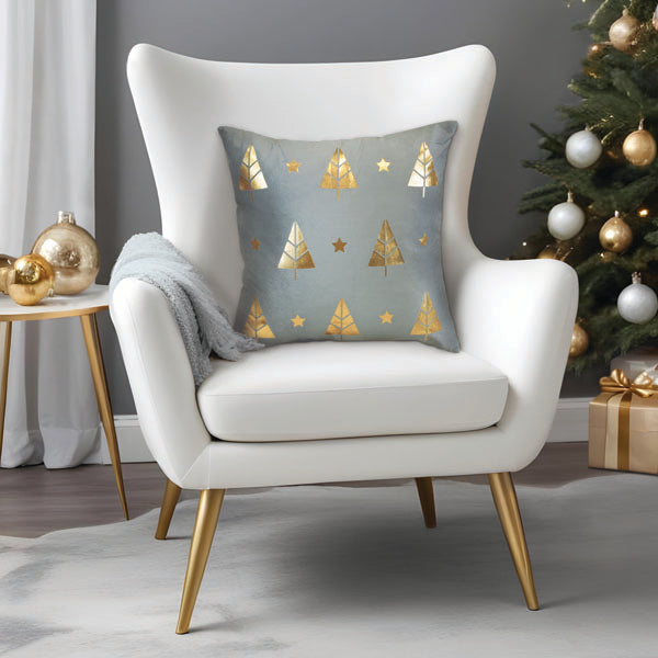 Cojín cuadrado de 45 cm con diseño de árbol dorado