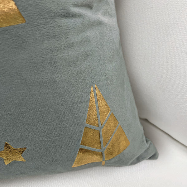 Cojín cuadrado de 45 cm con diseño de árbol dorado
