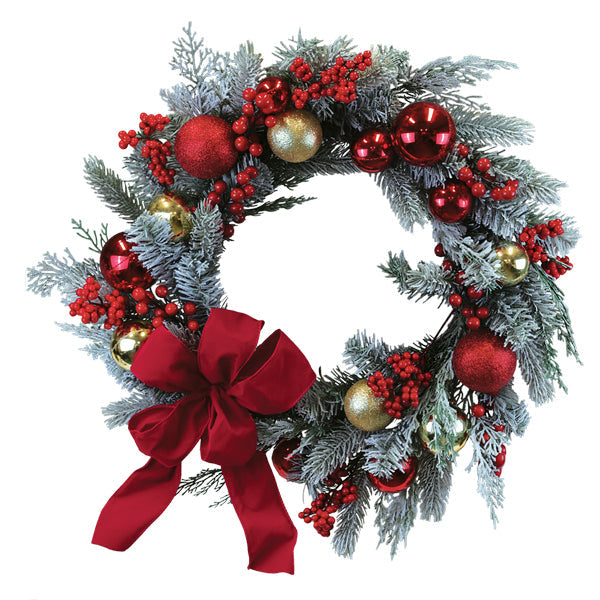 Corona Aspen de Esplendor Navideño Roja y Dorada de 24"