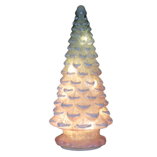 Árbol de Mesa de Cristal Rosa Iluminado de 14"