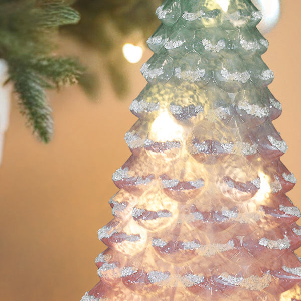 Árbol de Mesa de Cristal Rosa Iluminado de 14"