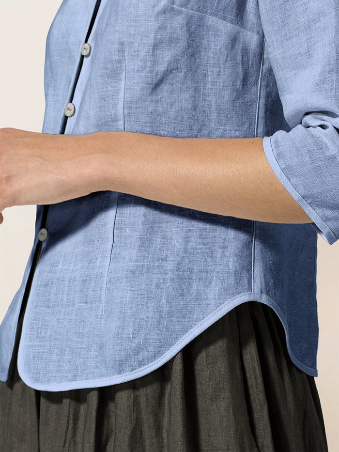 100 Linen Hand Button Fitted Jacket Amelia