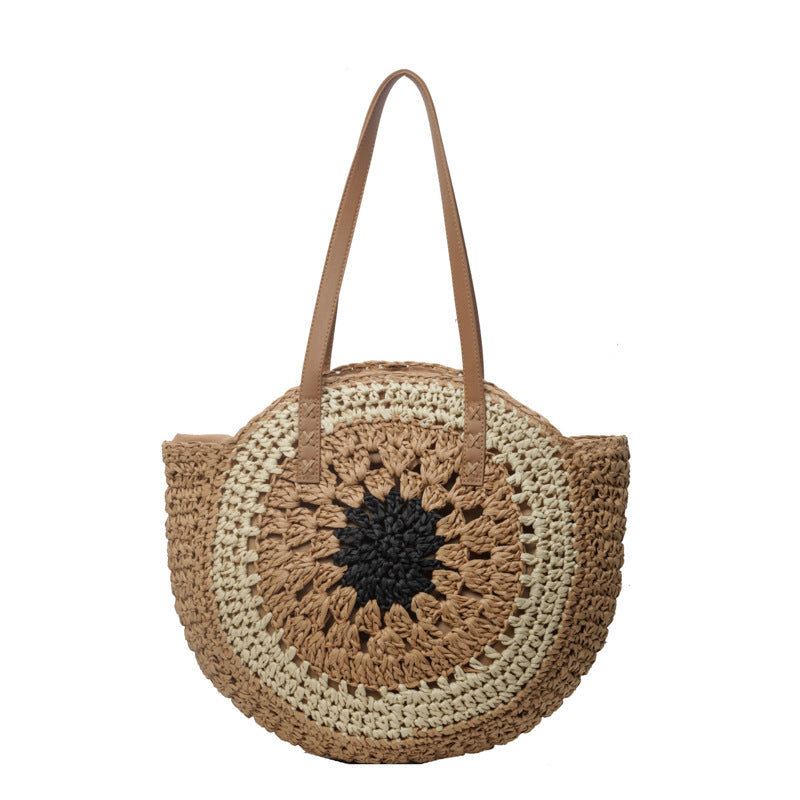 Bolso de paja de ganchillo de un solo hombro