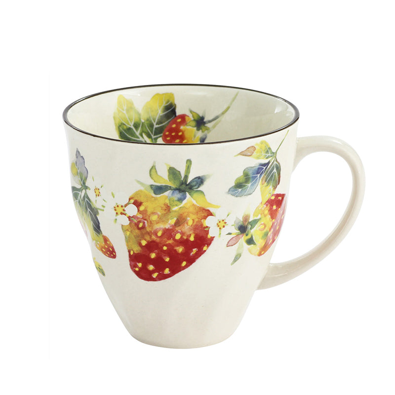 Taza Azul con Flores de Acuarela Charla Floral de Diciembre