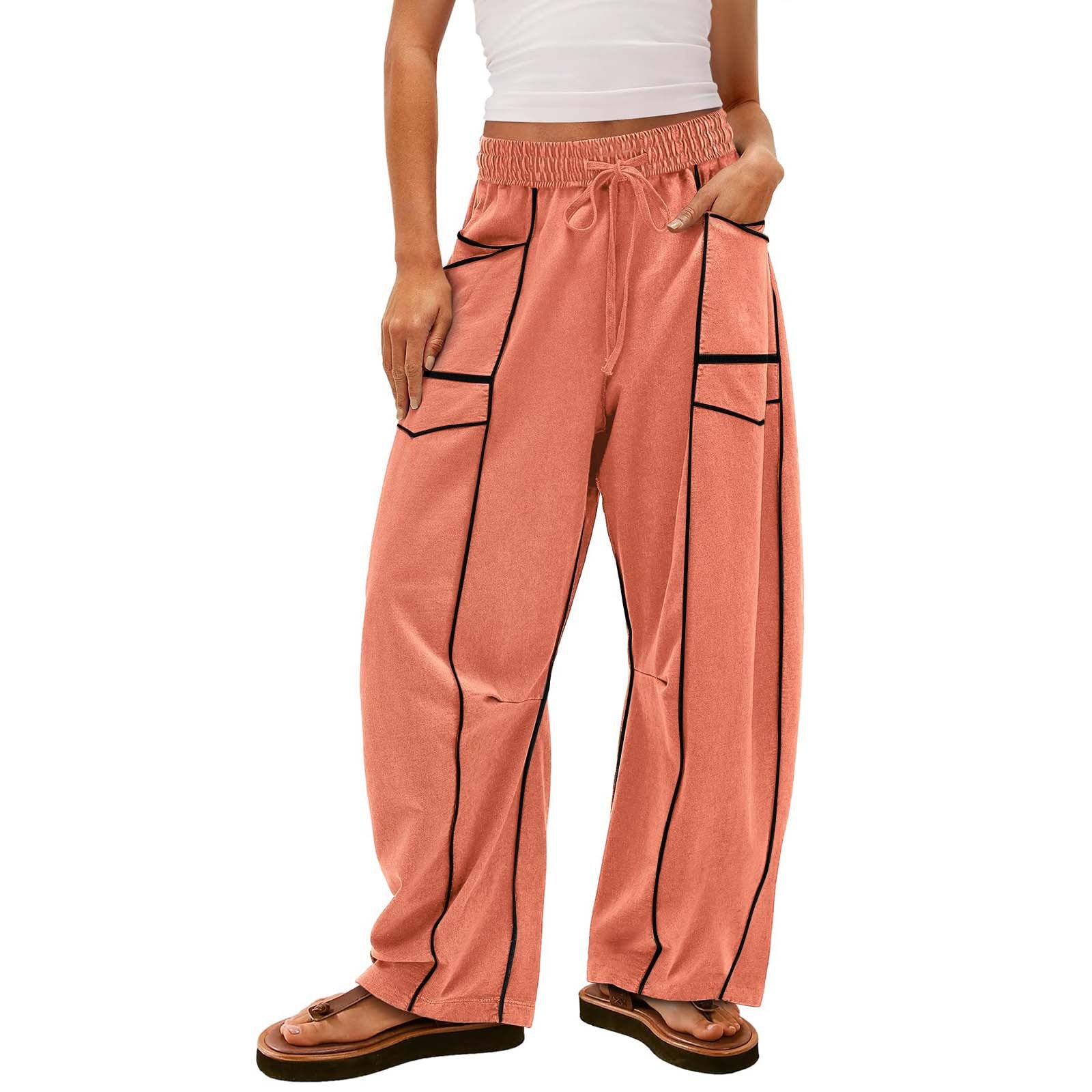 Pantalones Y2K negros a rayas de pierna ancha con bolsillos, pantalones holgados con cordón, pantalones deportivos, ropa de mujer