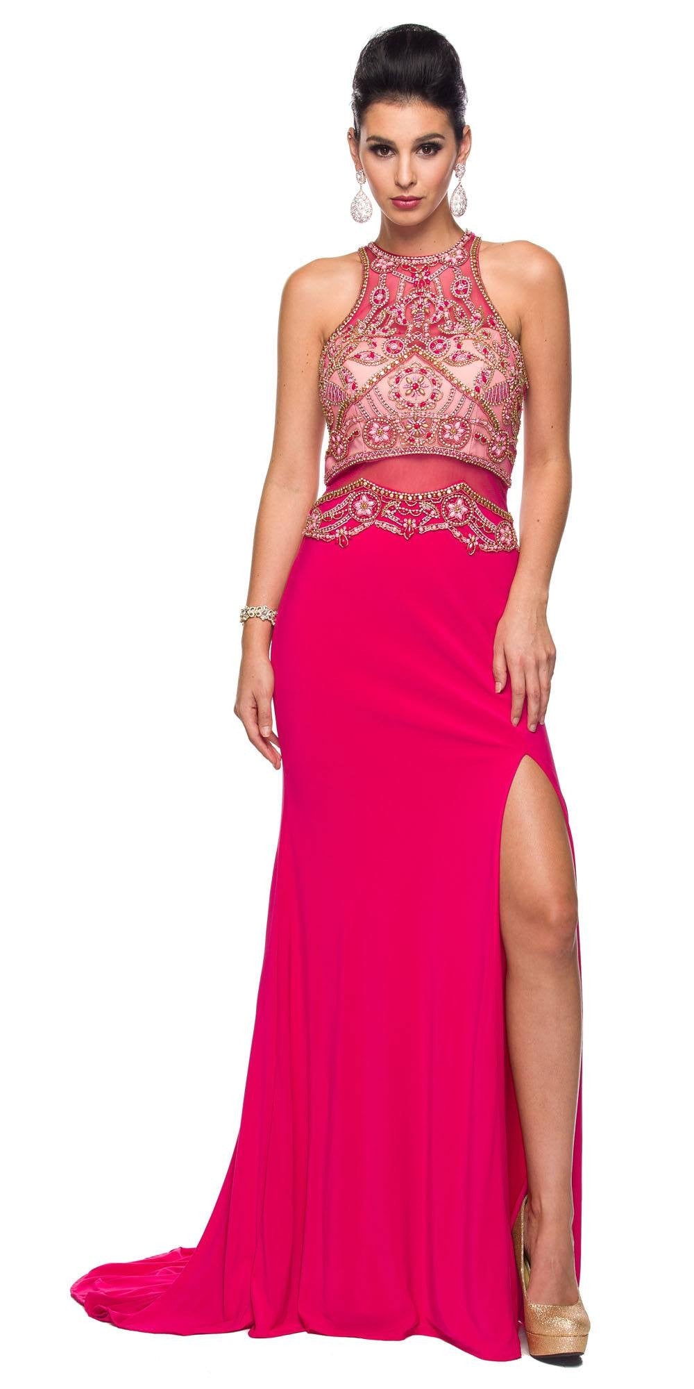 Dress | Juliet 617 Embellished Bodice Sheer Midriff Evening Gown