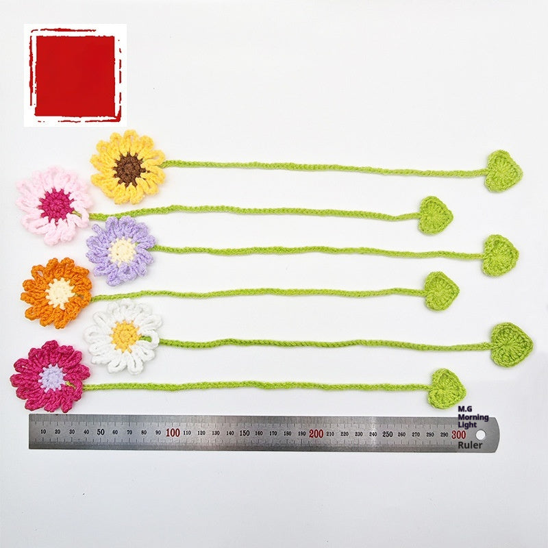 Hand-crocheted Wool Bookmark 4-Strand Milk Cotton