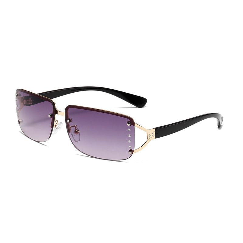 Gafas de sol sin montura con diamantes de estilo urbano punk de tecnología futurista millennial