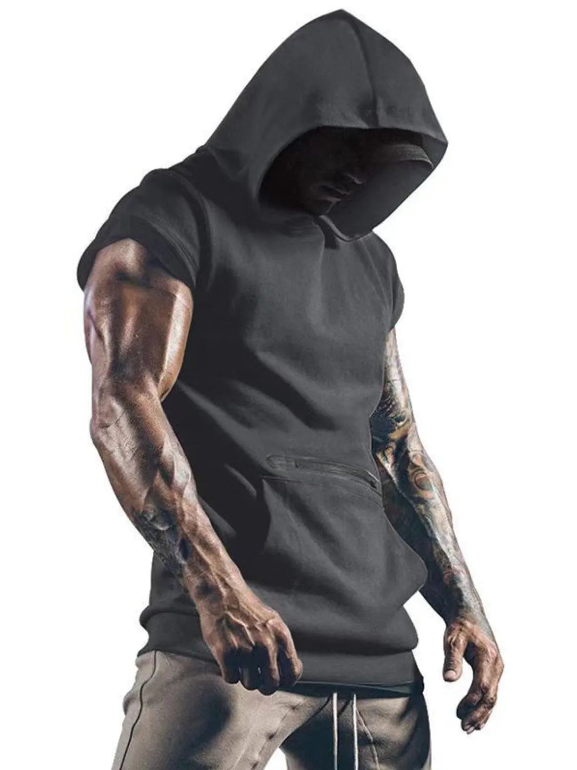Men's Kangaroo Pocket Hooded Tank