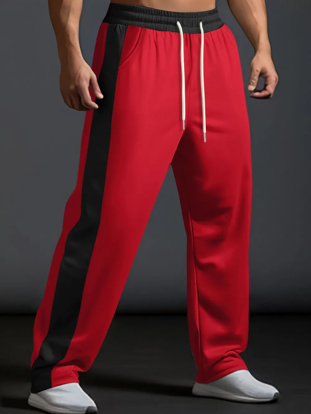Men's Drawstring Contrast Wide Leg Pants