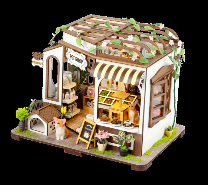 Libro Pop-up de Estilo Antiguo Soporte de Libro Ensamblado Modelo de Cabaña DIY Adornos Artísticos
