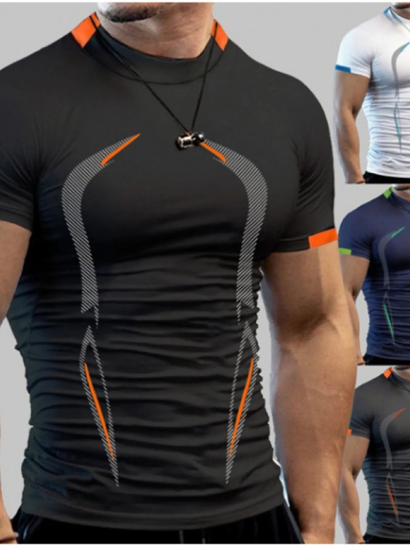Men's Full Size Mock Neck Short Sleeve Active T-Shirt