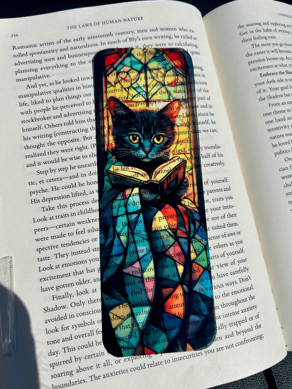 Bookmark | Cozy Black Cat Reading Bookmark with Stained Glass