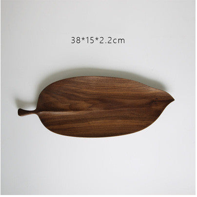Bandeja de Madera Maciza Creativa Original Hecha a Mano para Dim Sum, Aperitivos, Frutas con Forma de Hoja