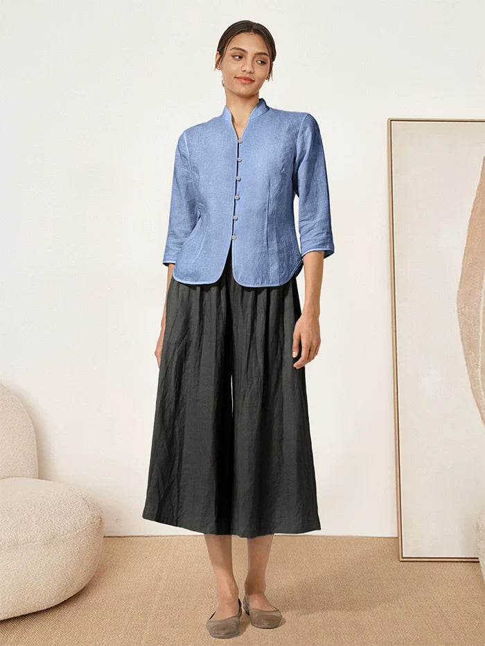 100 Linen Hand Button Fitted Jacket Amelia