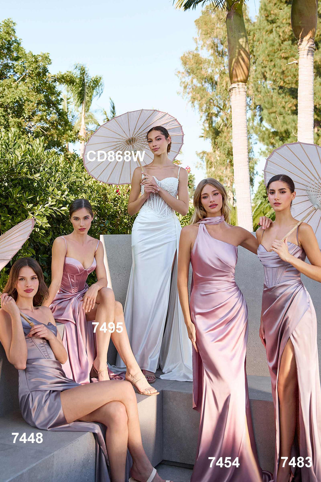 Bridal Party Dress | Ladivine 7448 Dress Long One Shoulder Satin Corset