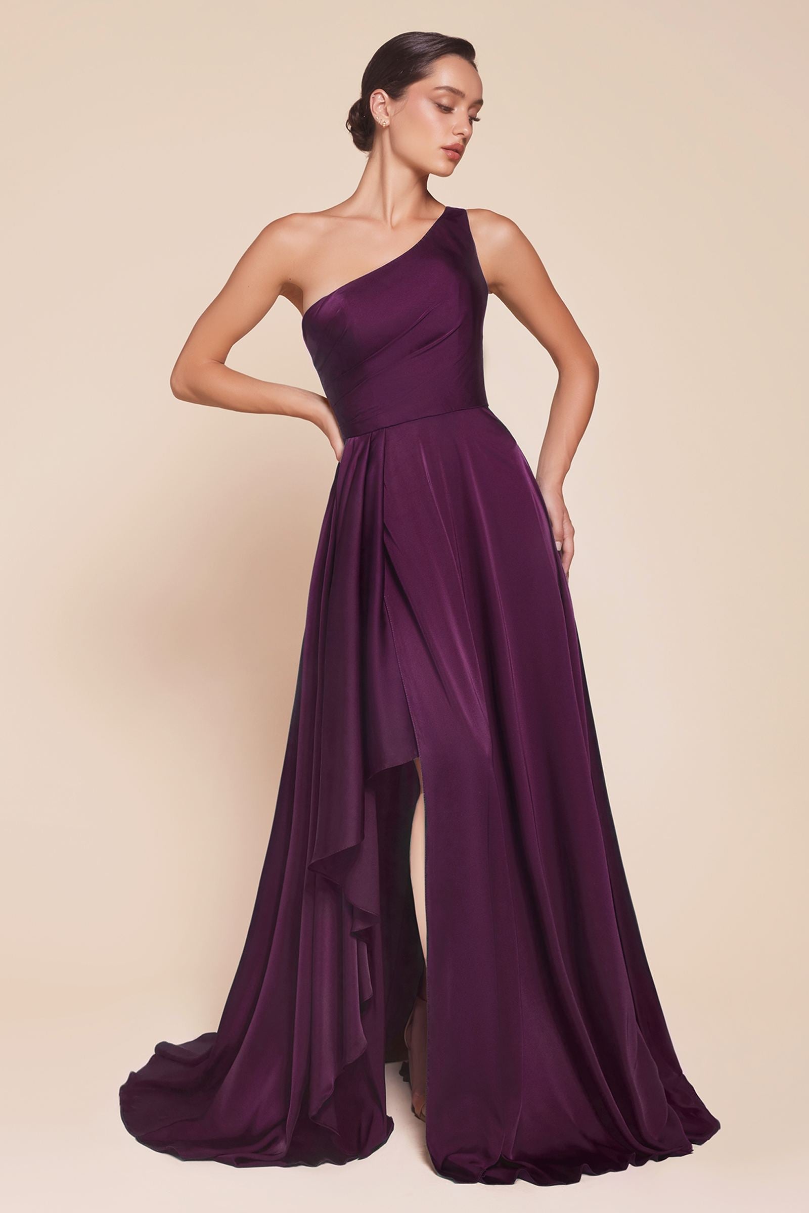 Bridal Party Dress | Ladivine 7450 Dress One Shoulder Satin