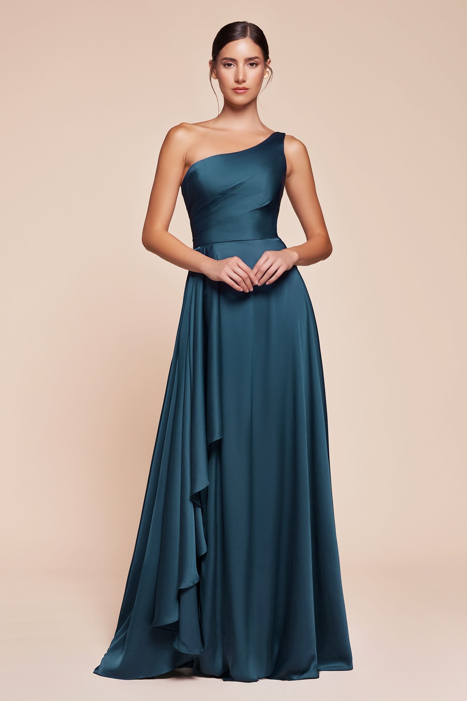 Ladivine 7450 Dress One Shoulder Satin A-Line Gown is a bridal party dress for wedding, bridal party, bridesmaid. It features soft satin styling and a polished formalwear look suited for Honey Badger Books shoppers selecting special-occasion apparel.