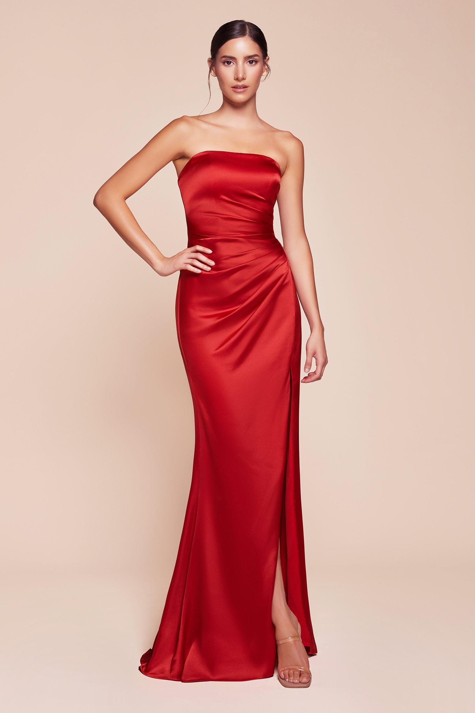 Bridal Party Dress | Ladivine 7451 Dress Strapless Satin Gown with Sash