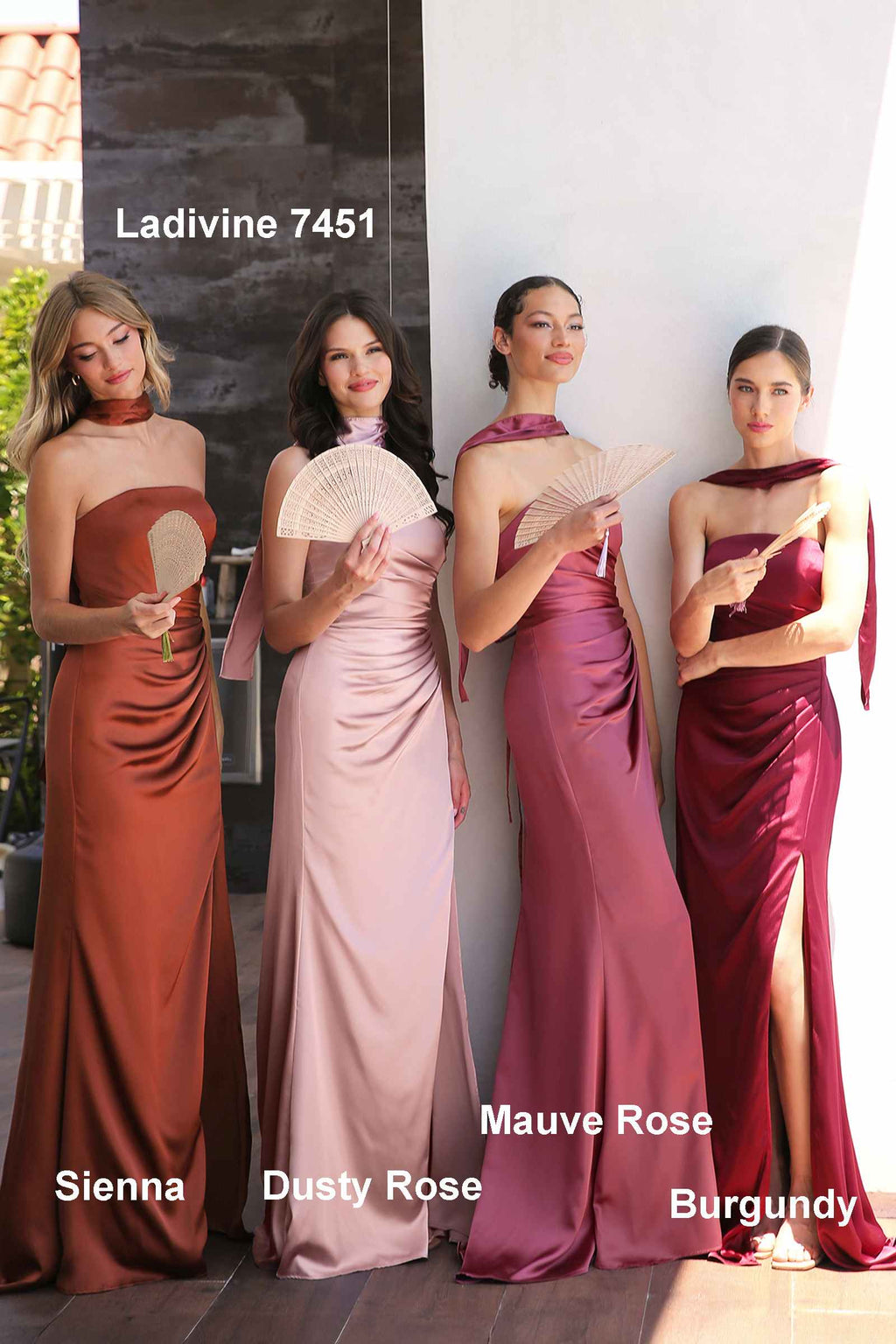 Bridal Party Dress | Ladivine 7451 Dress Strapless Satin Gown with Sash