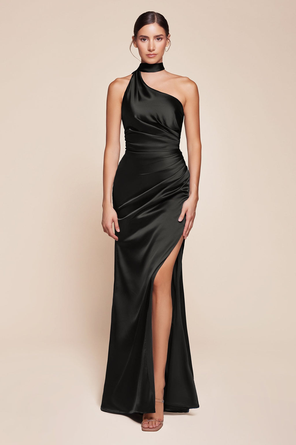 Bridal Party Dress | Ladivine 7454 Dress One Shoulder Luxe Satin Fitted