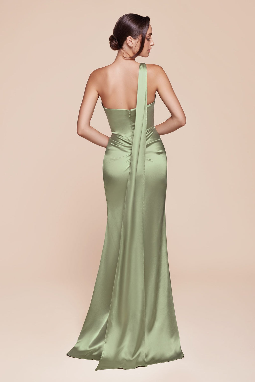 Bridal Party Dress | Ladivine 7454 Dress One Shoulder Luxe Satin Fitted