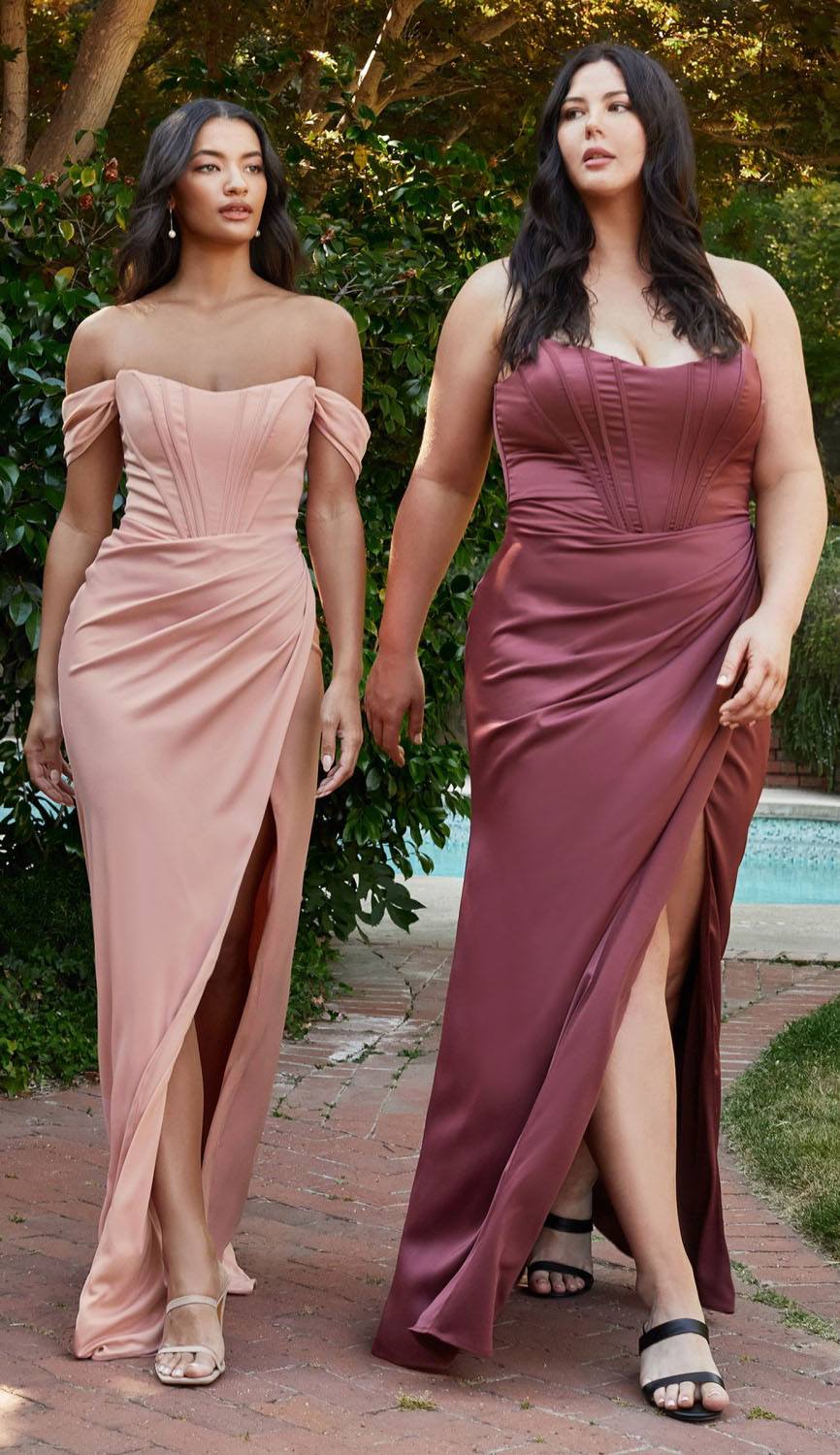Cinderella Divine 7484C Plus Size Off the Shoulder Corset Satin Formal Gown is a formal gown suited for prom, pageants, weddings, galas, and black-tie occasions. It offers supplier-listed styling details with formalwear appeal for Honey Badger Books shoppers.