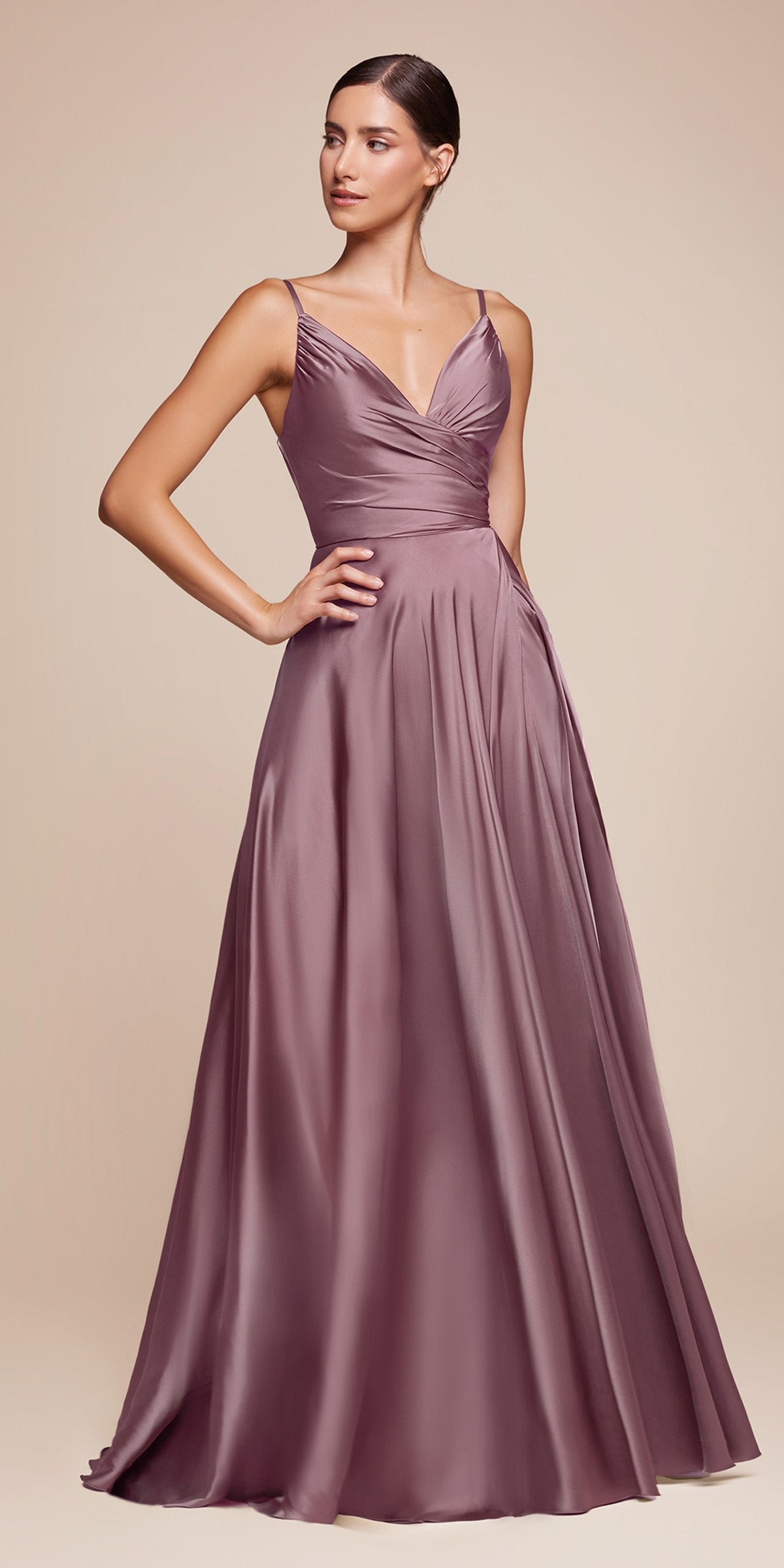 Dress | Ladivine 7485 Long Sweetheart Soft Satin