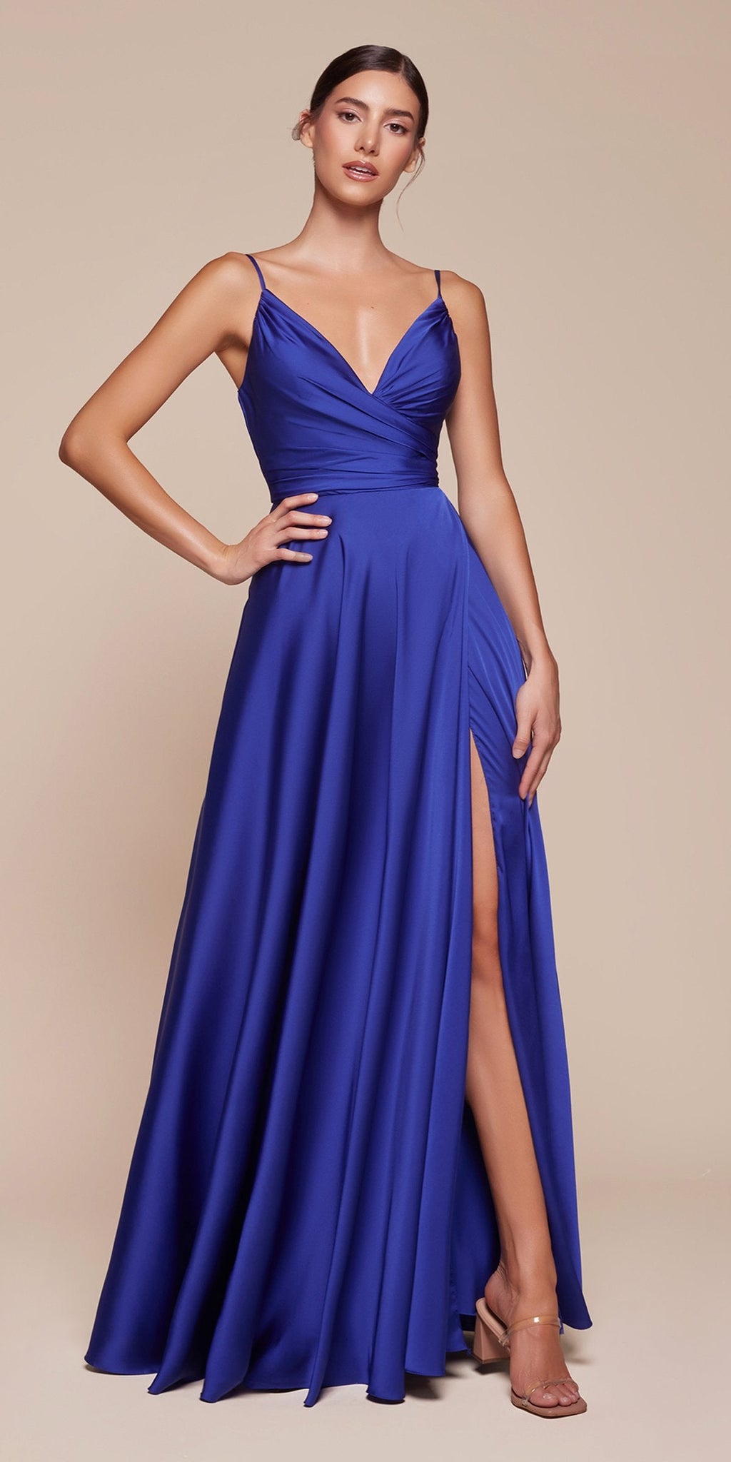 Dress | Ladivine 7485 Long Sweetheart Soft Satin