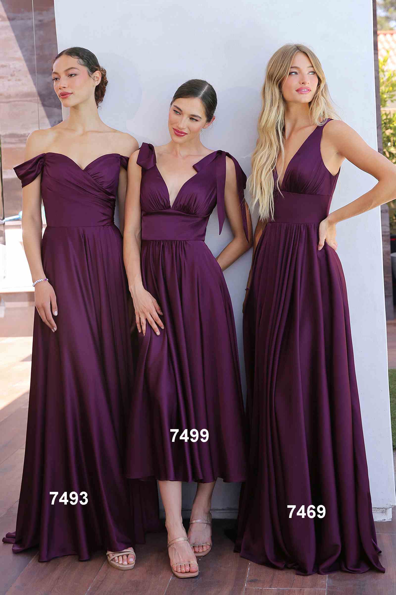 Tea | Ladivine 7499 Dress Tea Length Satin