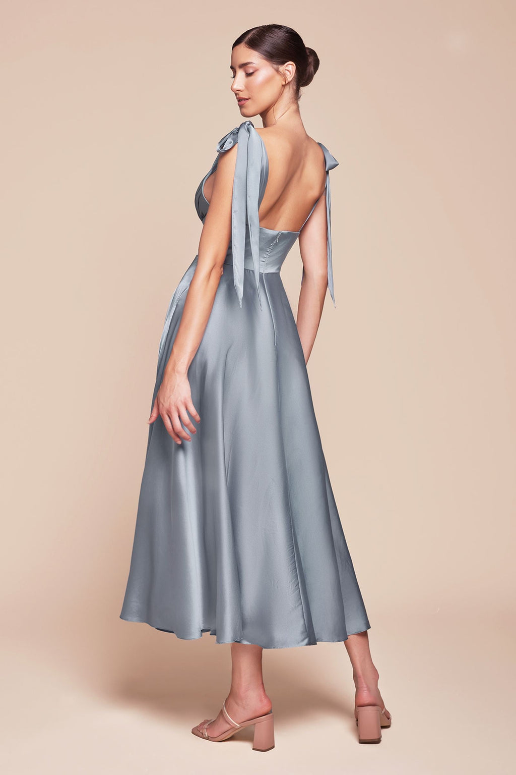 Tea | Ladivine 7499 Dress Tea Length Satin