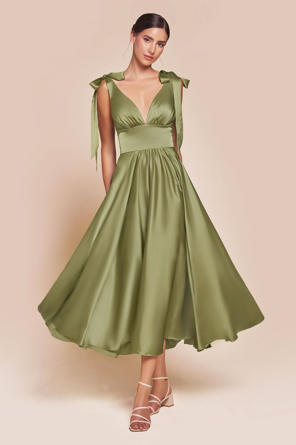 Tea | Ladivine 7499 Dress Tea Length Satin