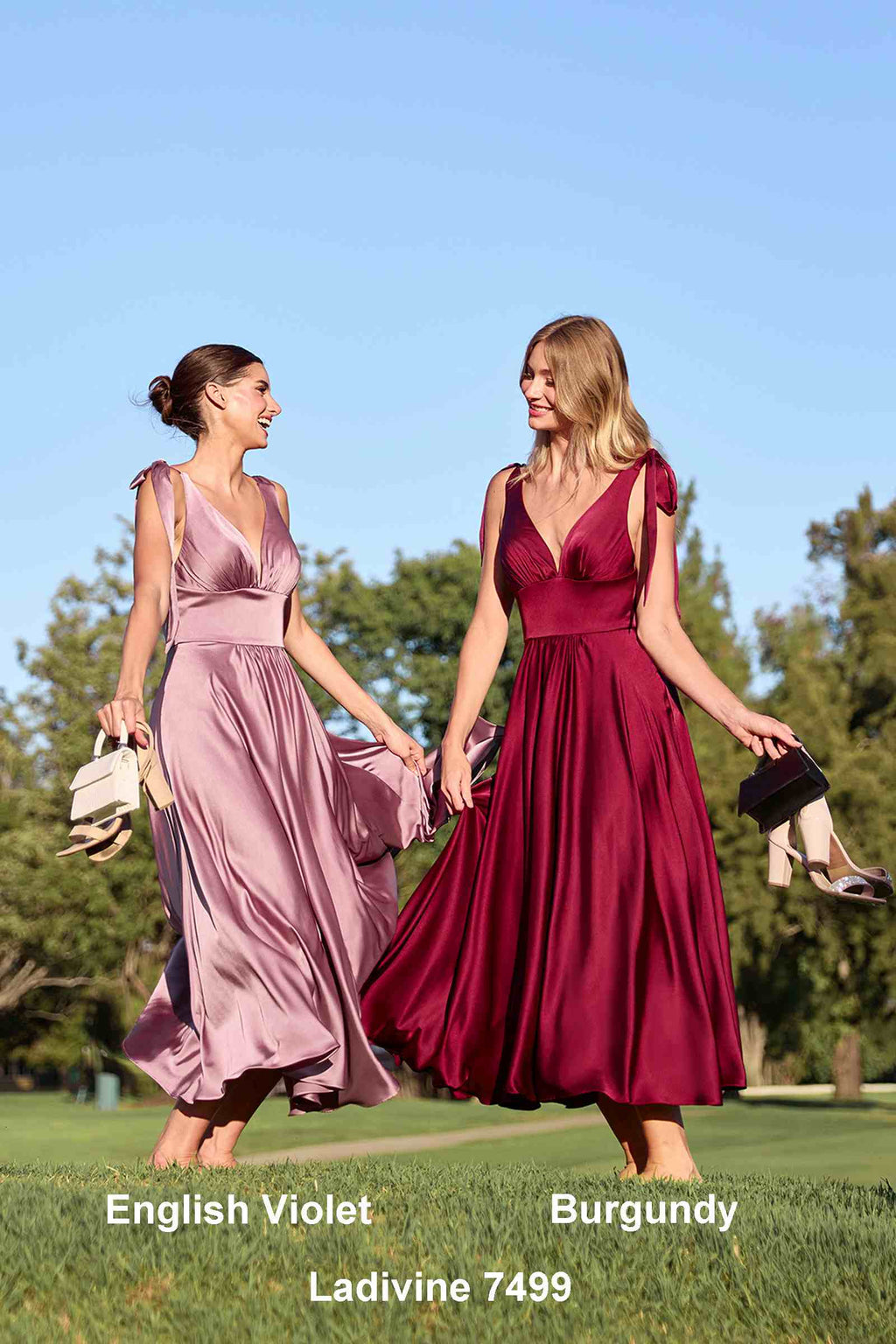 Tea | Ladivine 7499 Dress Tea Length Satin