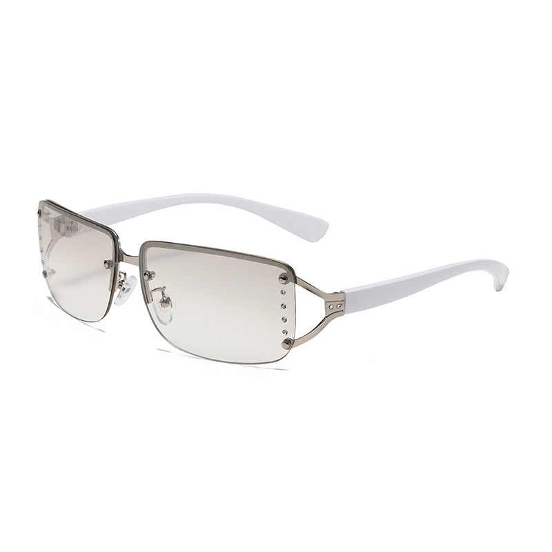 Gafas de sol sin montura con diamantes de estilo urbano punk de tecnología futurista millennial