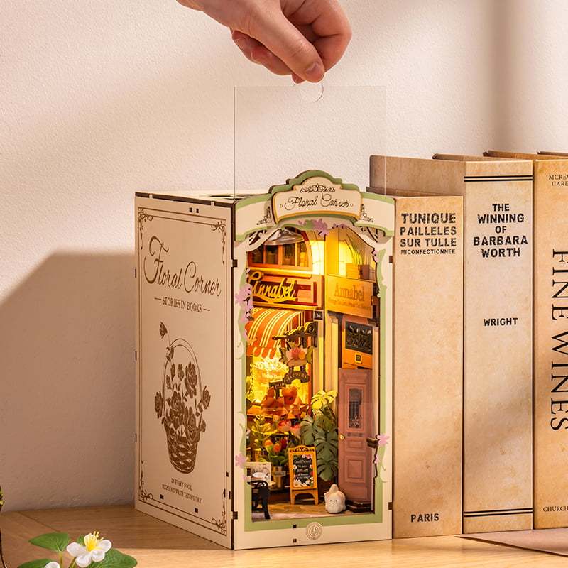 Bookshelf Decor | Miniature House | Floral Corner Diy Book Nook Shelf Insert