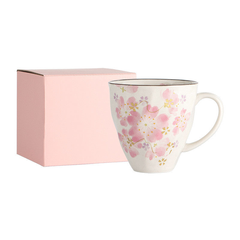 Taza Azul con Flores de Acuarela Charla Floral de Diciembre