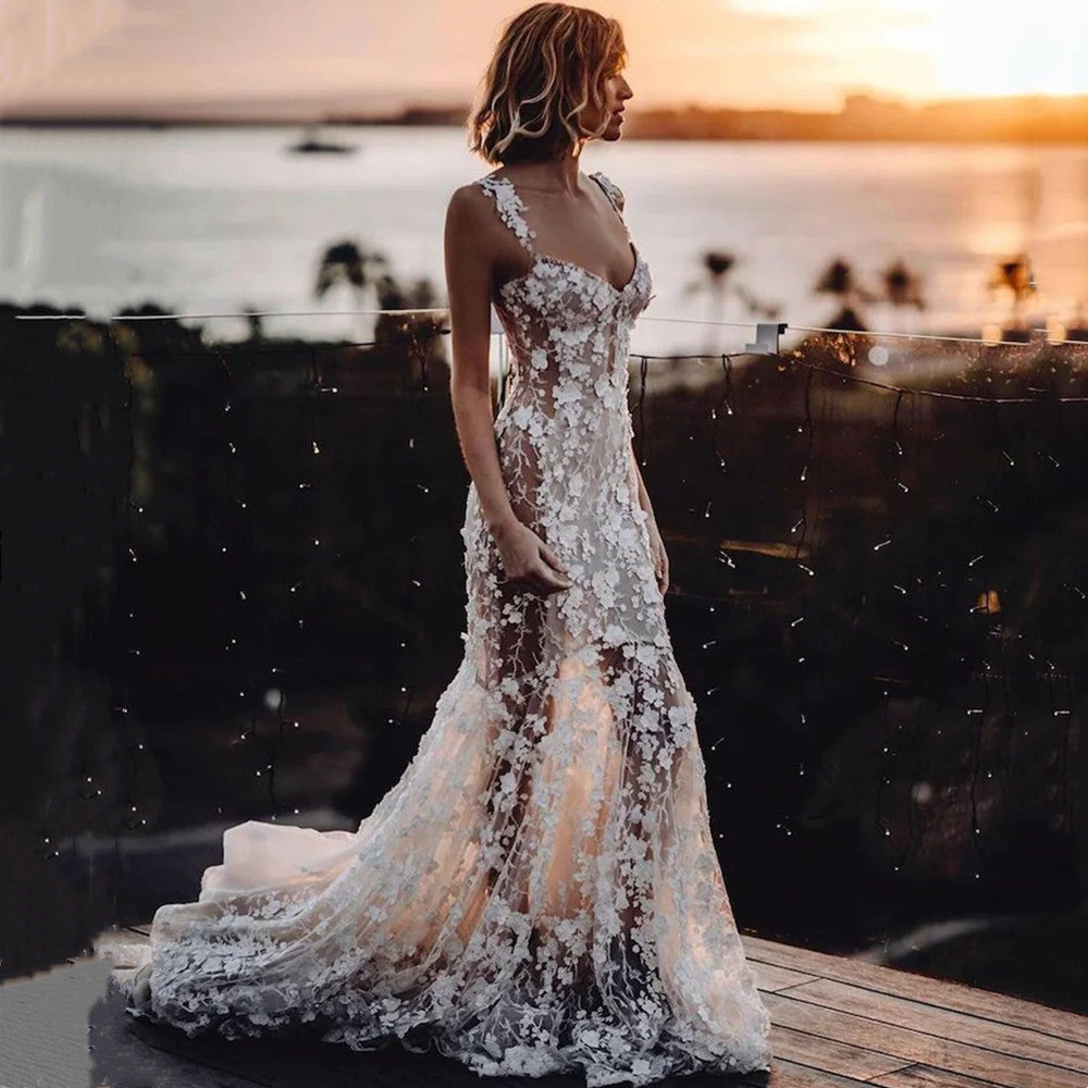Wedding Dress | Mermaid Wedding Dresses with 3d Lace Appliques