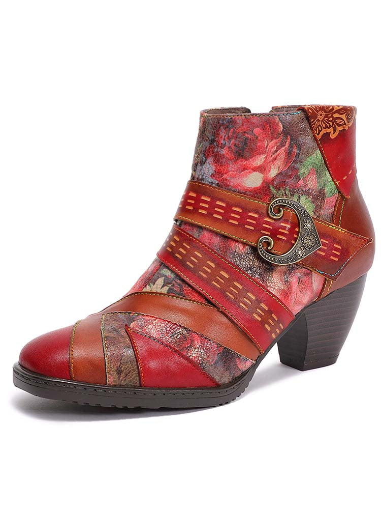 Annika Flower Handmade Leather Ankle Boots is a leather ankle boots selected for customers looking for expressive footwear, statement shoes, creative styling, and giftable fashion pieces. Material details include Upper: Cowhide Leather Lining: Soft and cozy monochromatic paisley textile lining. Available shoe size options help shoppers choose the right fit from the listing variants.